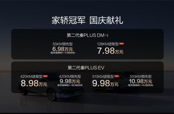 家轿冠军国庆献礼 第二代秦PLUS上新6.98万元起
